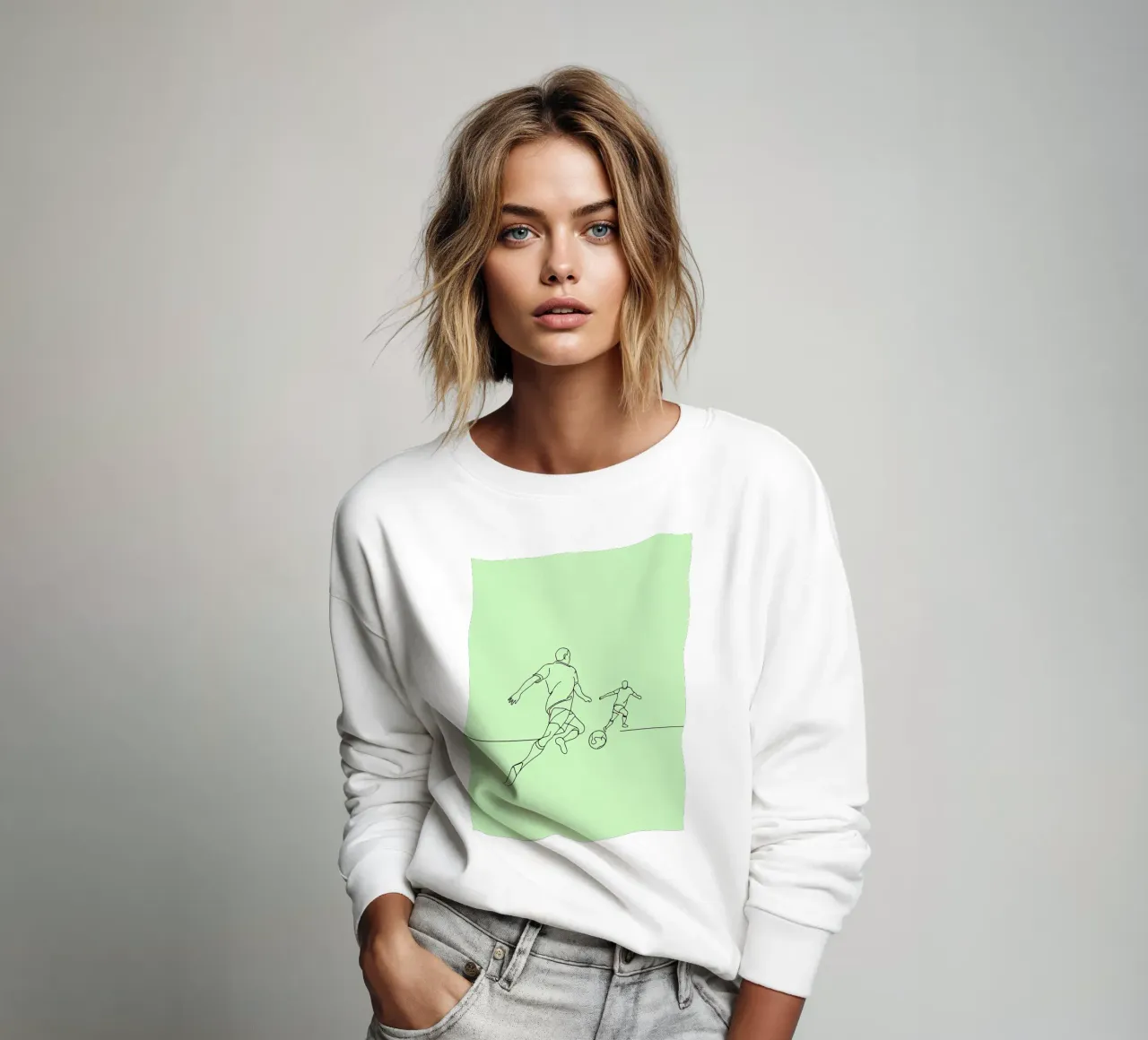 Giocatore di calcio Line Art minimalista felpa da Viv Line Art