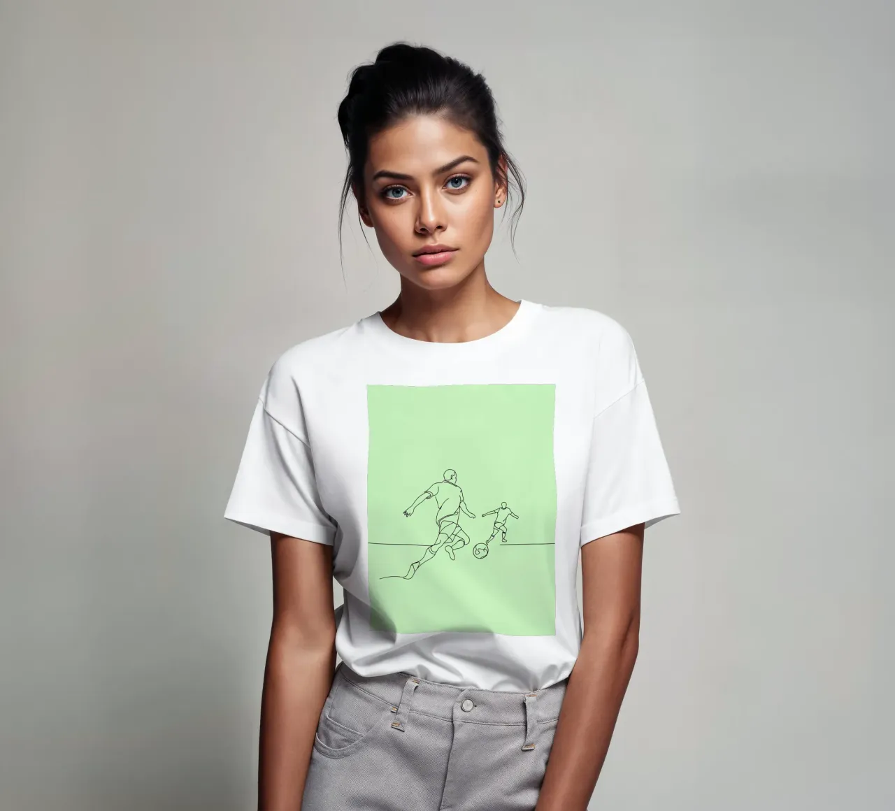 Giocatore di calcio Line Art minimalista t-shirt da Viv Line Art