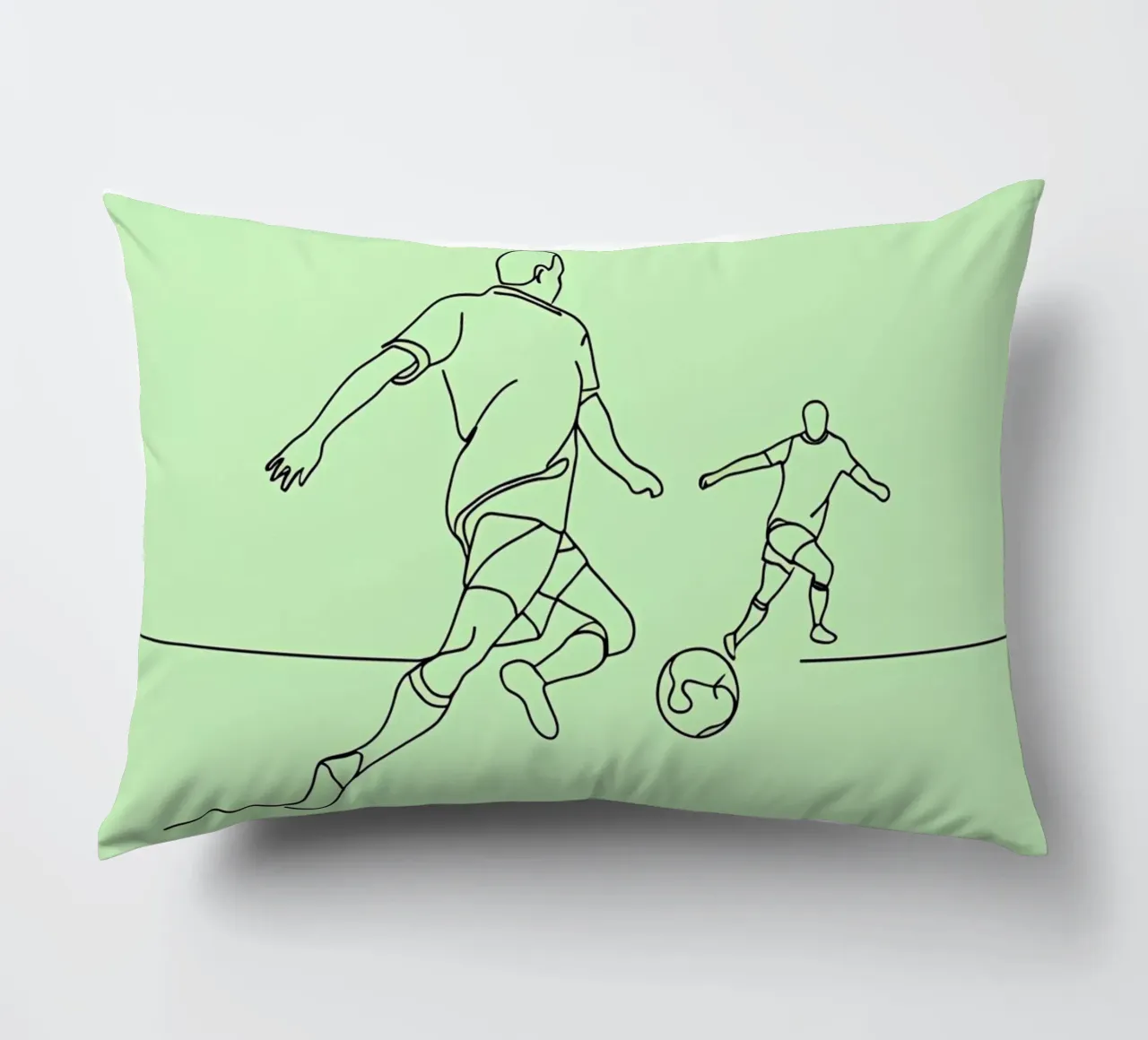 Giocatore di calcio Line Art minimalista cuscino da Viv Line Art