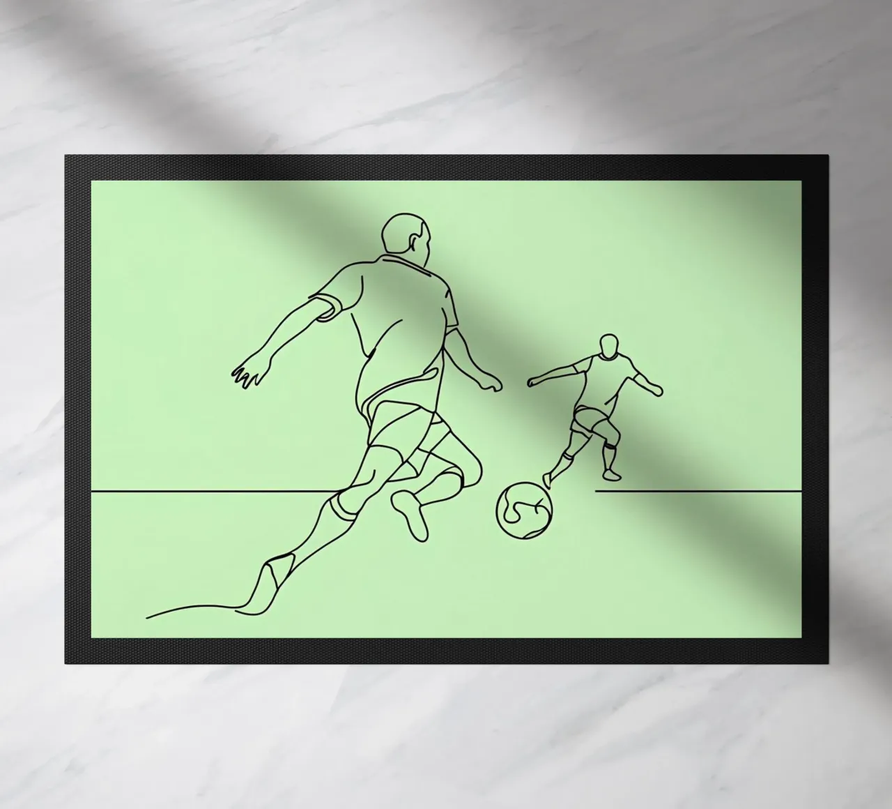 Giocatore di calcio Line Art minimalista zerbino da Viv Line Art