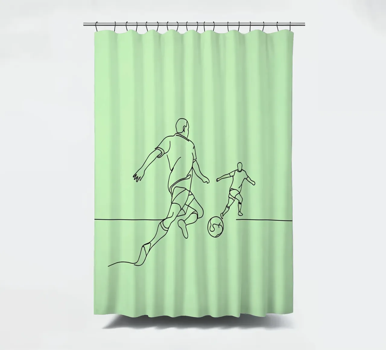 Giocatore di calcio Line Art minimalista tenda da doccia da Viv Line Art