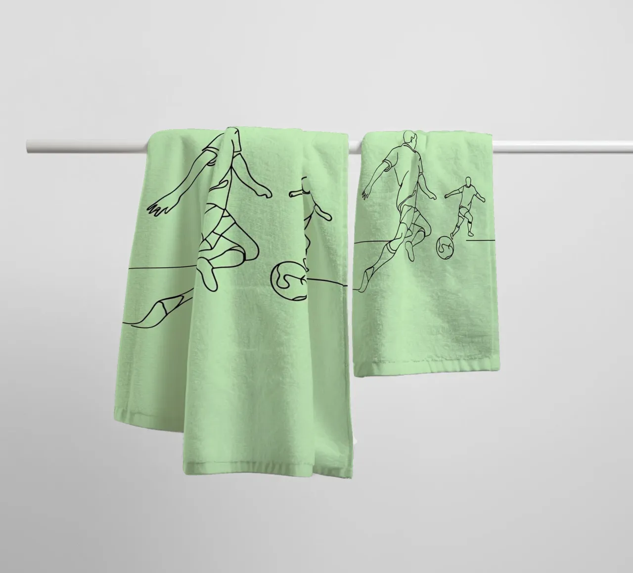 Giocatore di calcio Line Art minimalista asciugamano da bagno da Viv Line Art