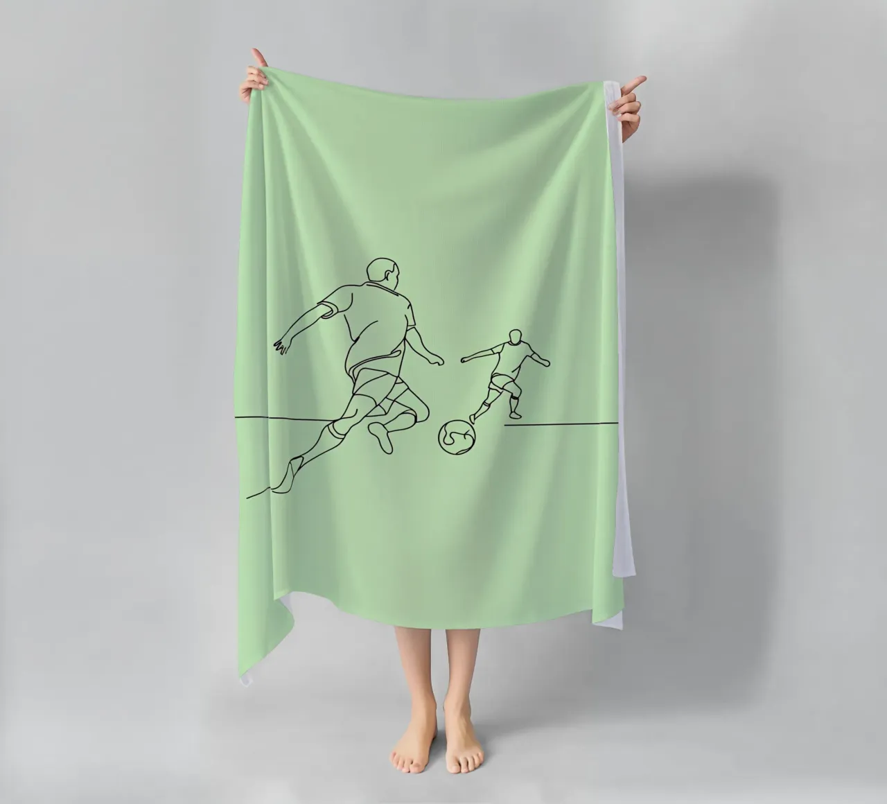 Giocatore di calcio Line Art minimalista telo mare da Viv Line Art