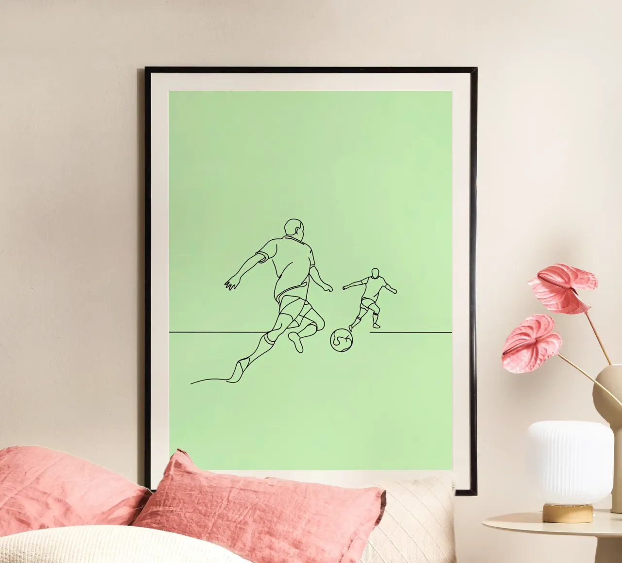 Giocatore di calcio Line Art minimalista poster da Viv Line Art