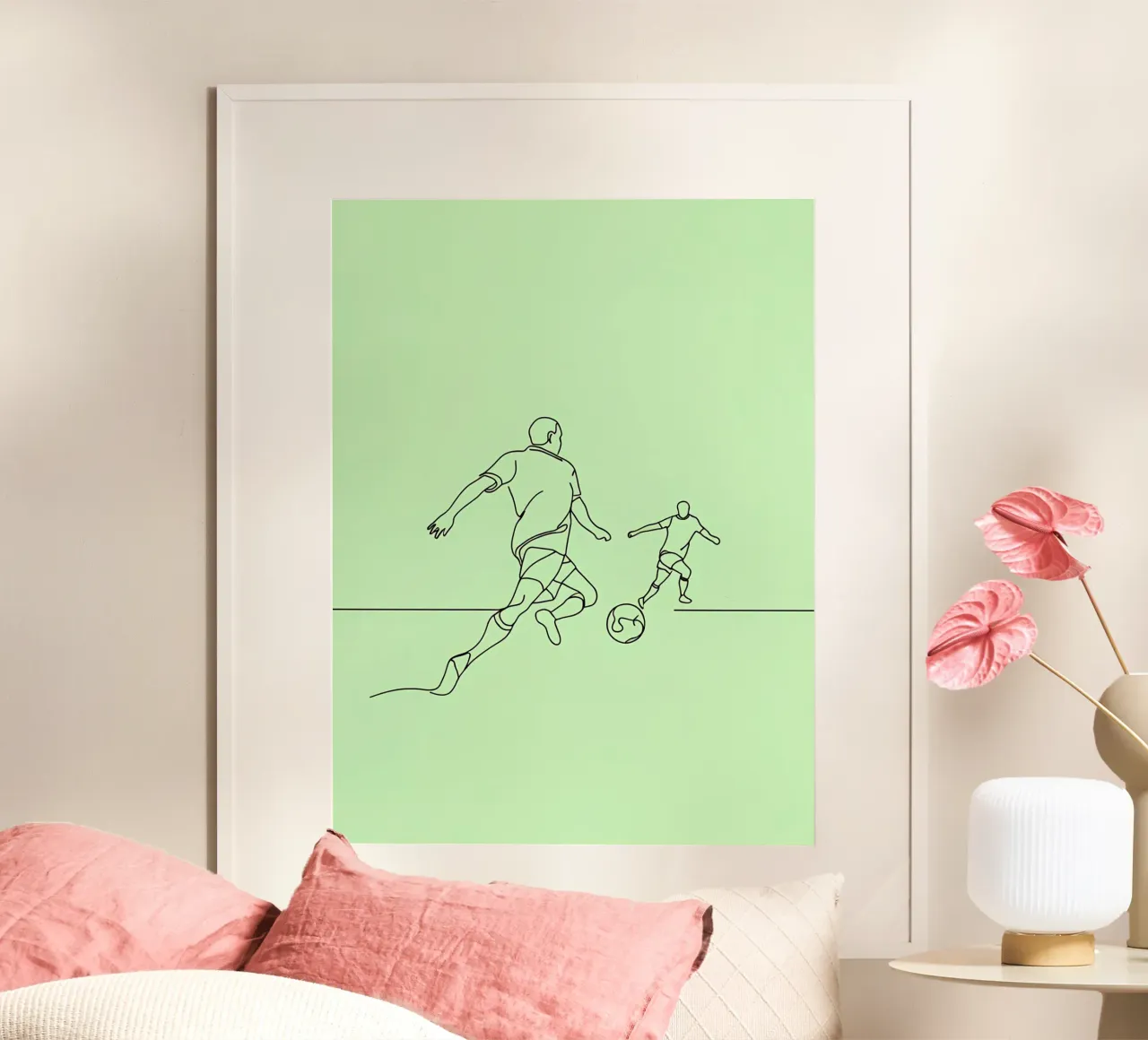 Giocatore di calcio Line Art minimalista carta hahnemühle da Viv Line Art
