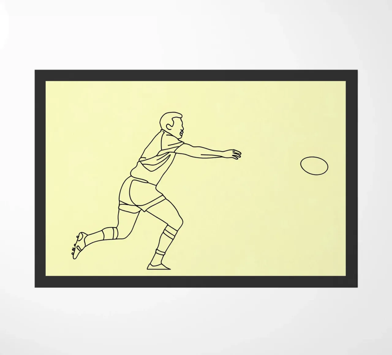 Rugby Player Minimalist Line Art doormat by Viv Line Art