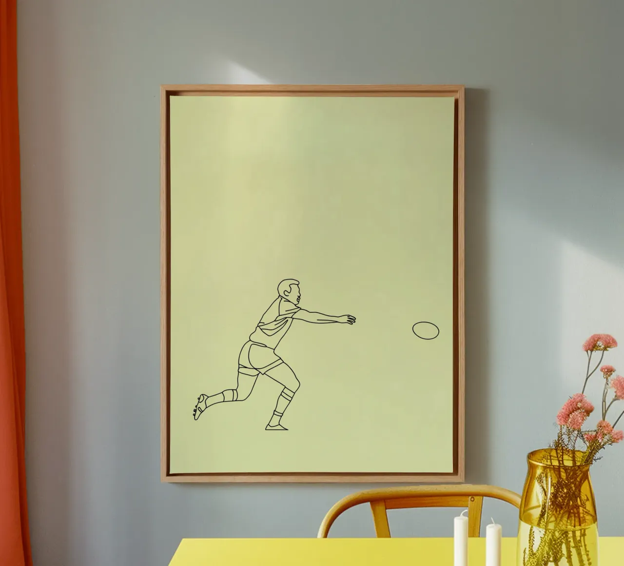 Rugby Player Minimalist Line Art canvas by Viv Line Art