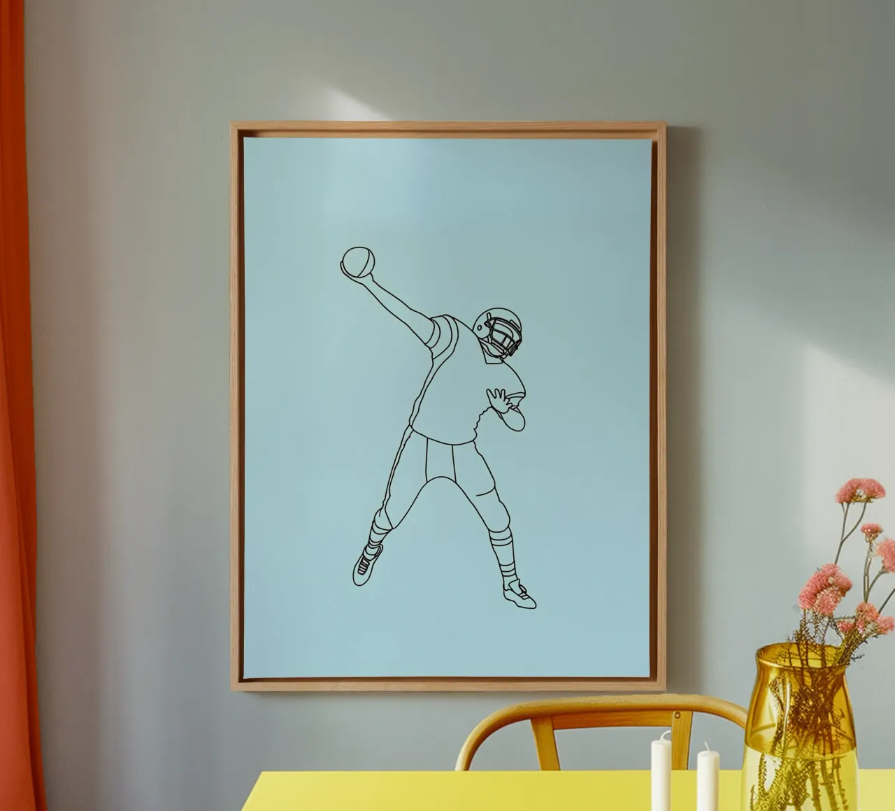 Football Player Minimalist Line Art canvas by Viv Line Art