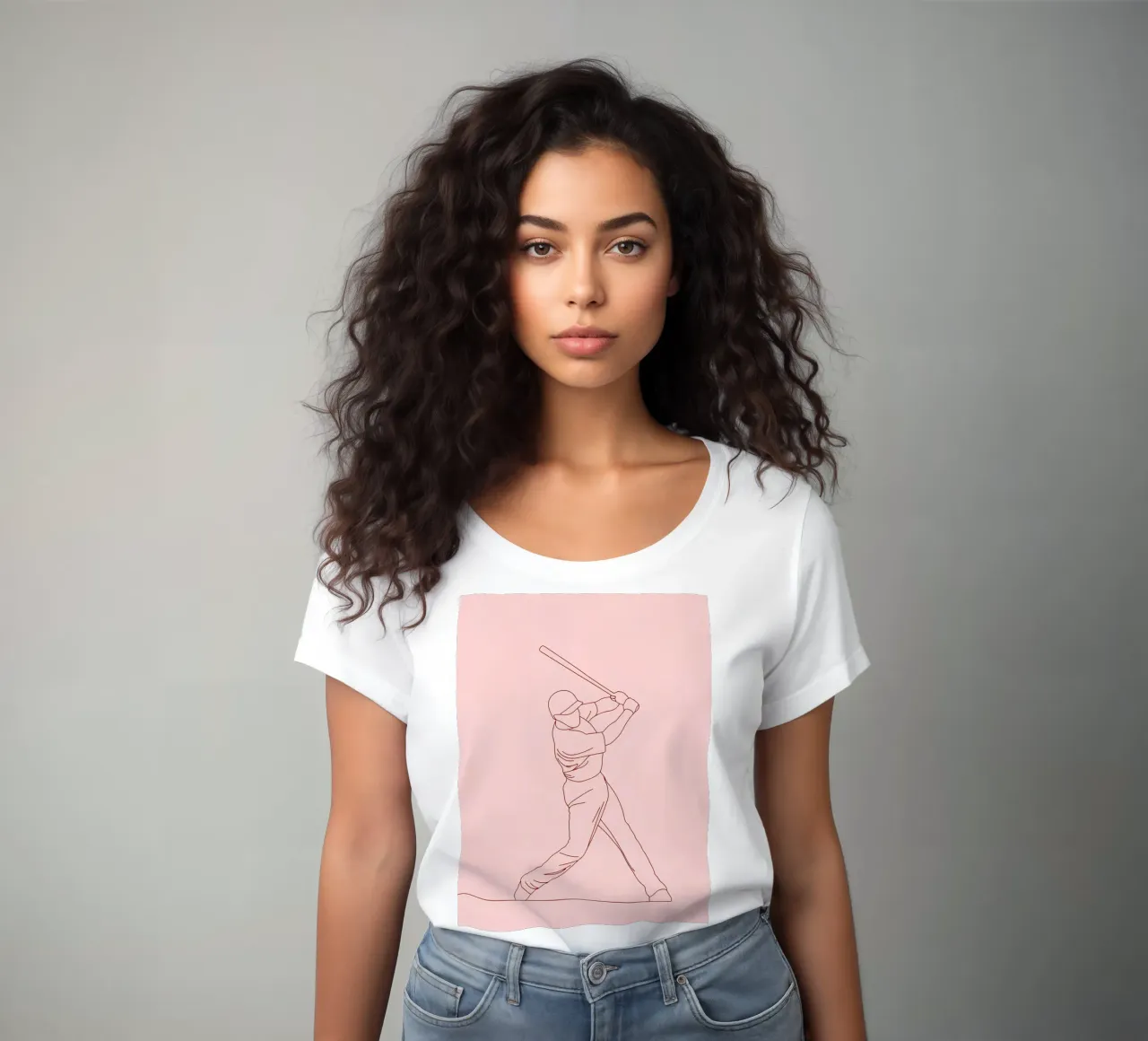 Jugador de béisbol Minimalist Line Art camiseta de mujer de Viv Line Art