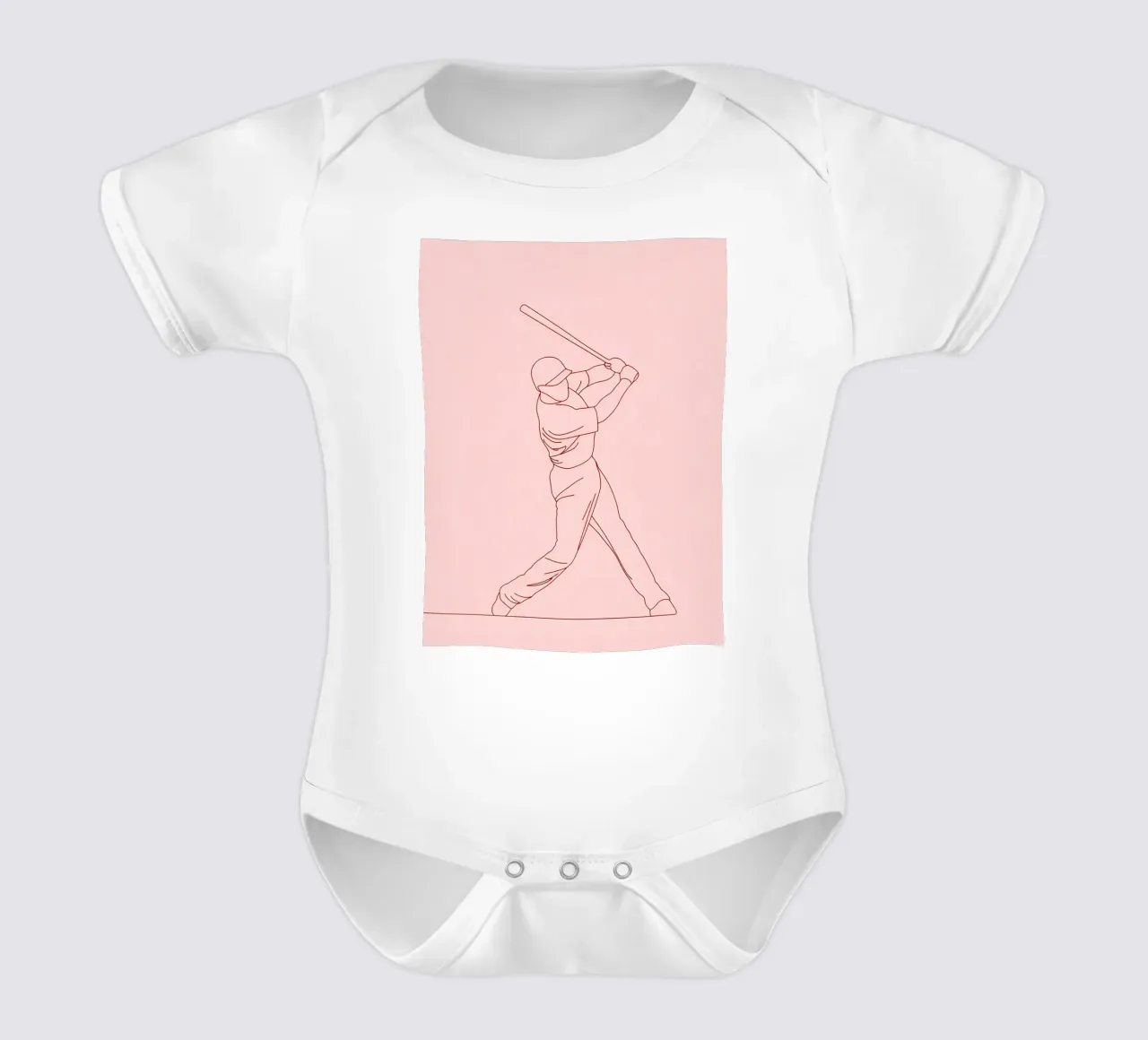 Giocatore di baseball - Line Art minimalista body neonato maniche corte da Viv Line Art