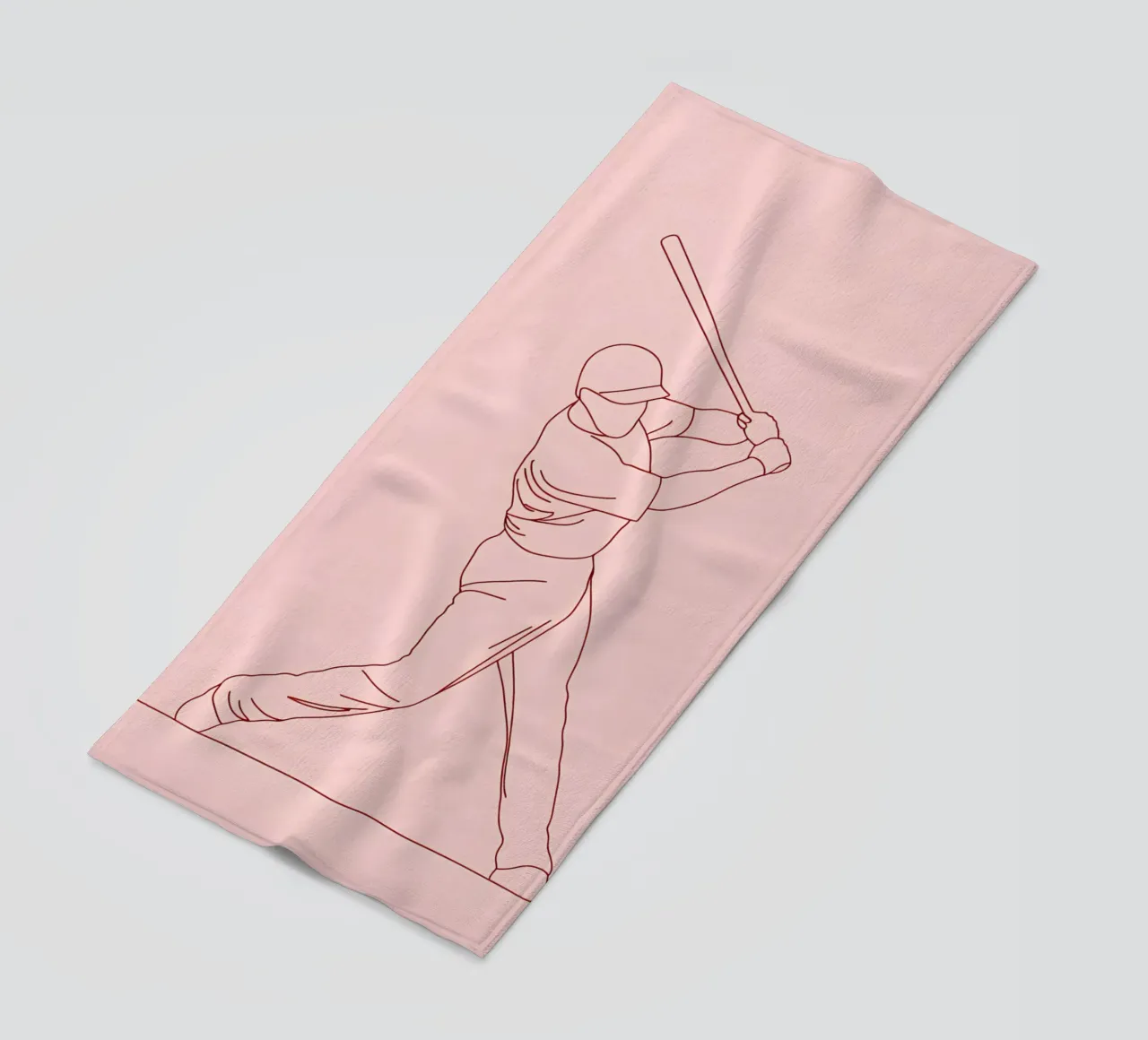 Baseball Player Minimalist Line Art beach towel by Viv Line Art