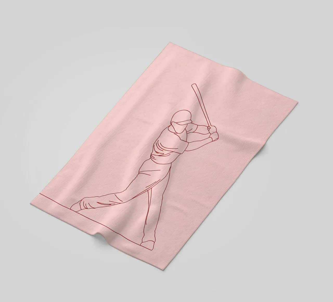 Baseball Player Minimalist Line Art beach towel by Viv Line Art