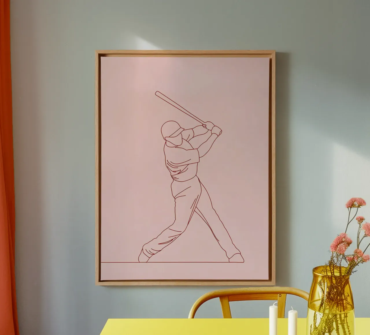 Baseball Player Minimalist Line Art canvas by Viv Line Art