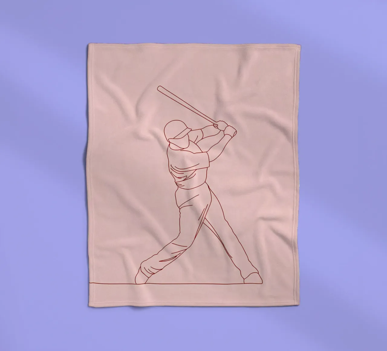 Baseball Player Minimalist Line Art fleece blanket by Viv Line Art