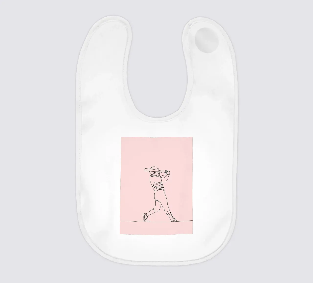 Baseball Player Minimalist Line Art 2 baby bib by Viv Line Art