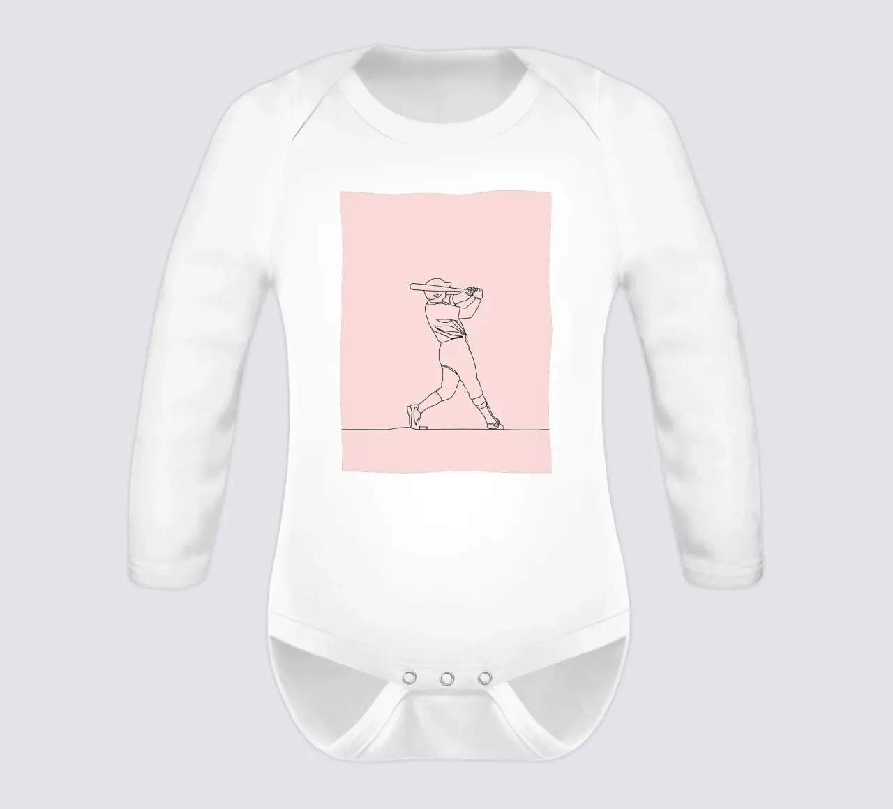 Baseball Player Minimalist Line Art 2 long-sleeve baby romper by Viv Line Art