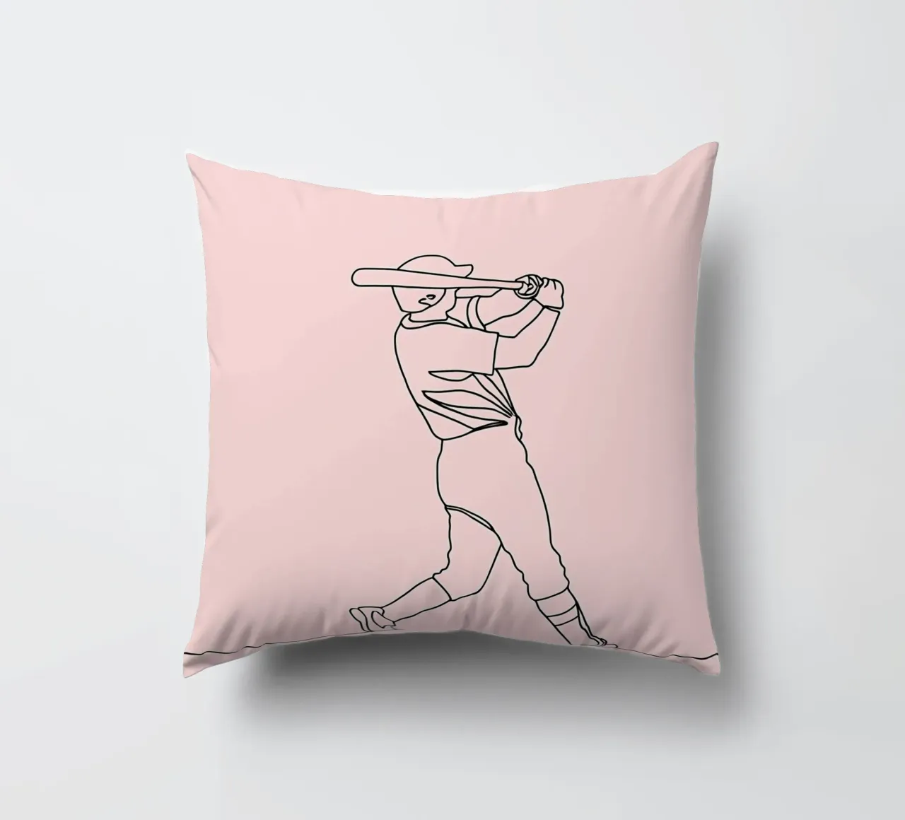 Giocatore di baseball Line Art minimalista 2 cuscino da Viv Line Art