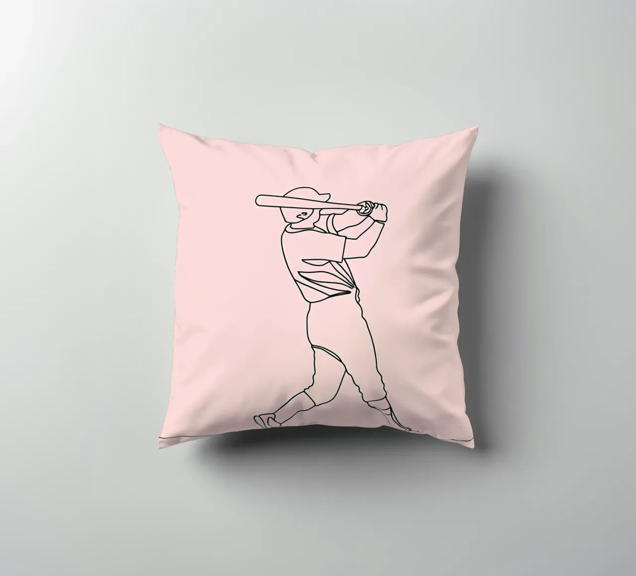 Giocatore di baseball Line Art minimalista 2 cuscino da Viv Line Art