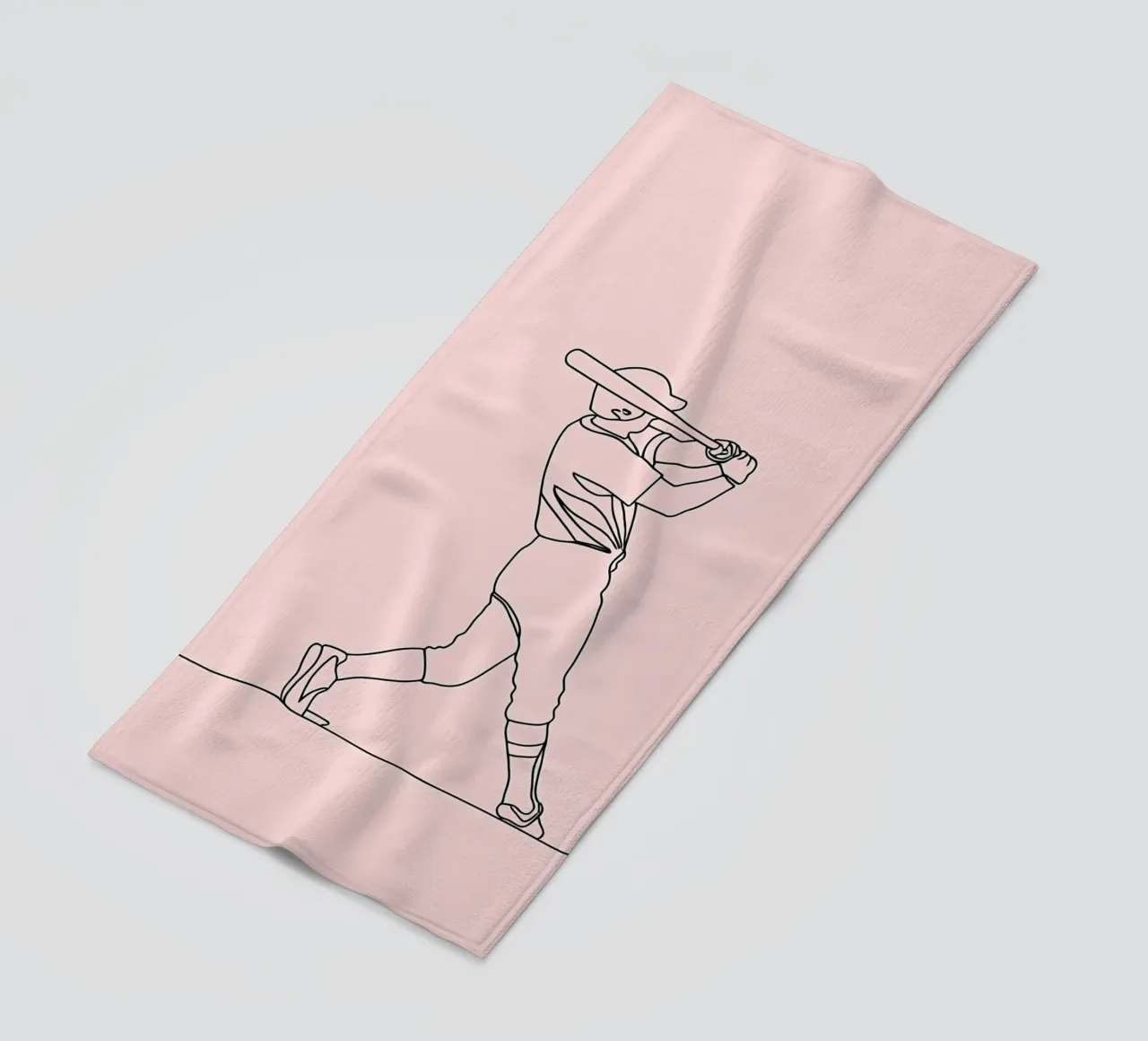 Baseball Player Minimalist Line Art 2 beach towel by Viv Line Art