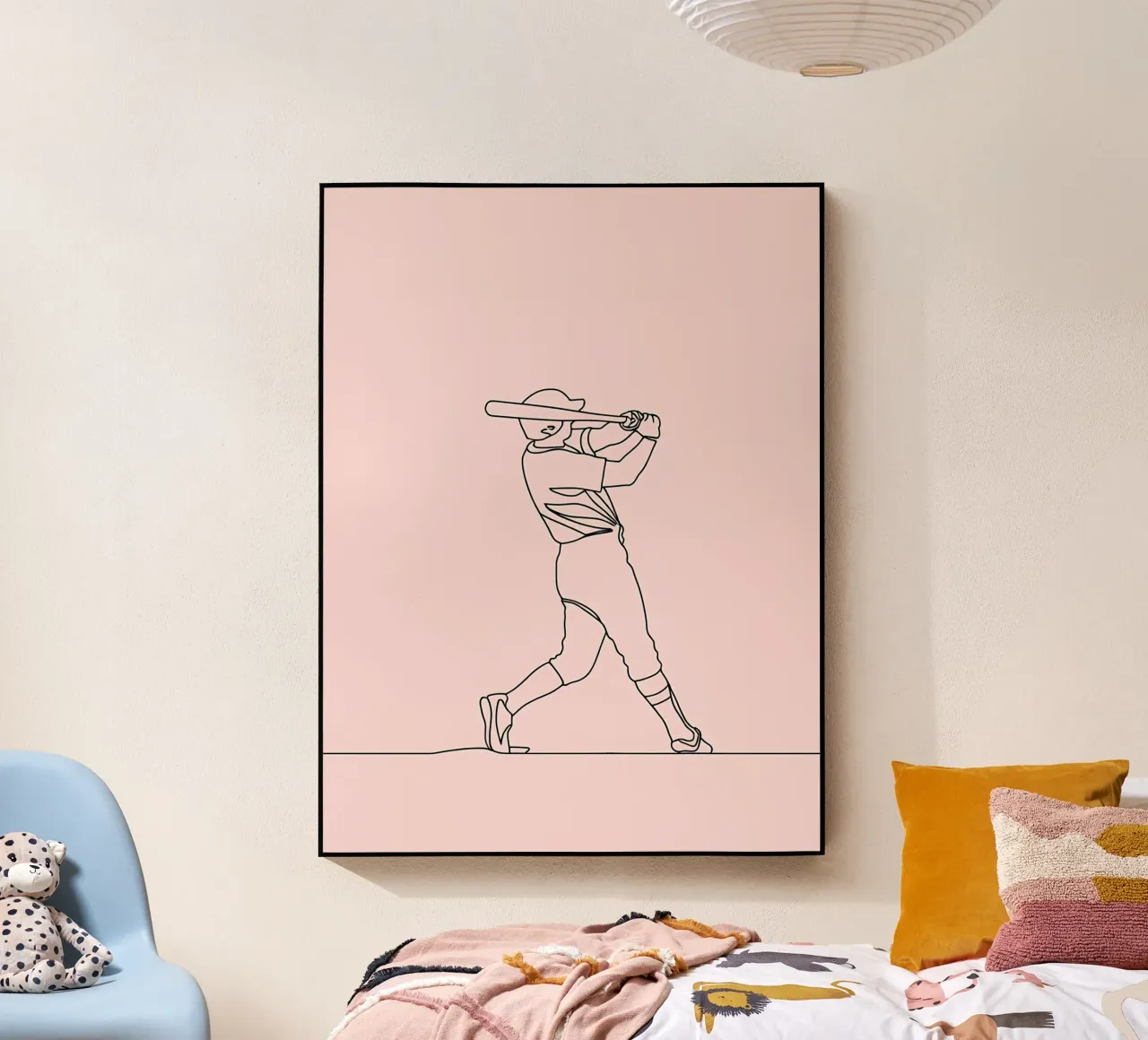 Baseball Player Minimalist Line Art 2 acrylic glass by Viv Line Art