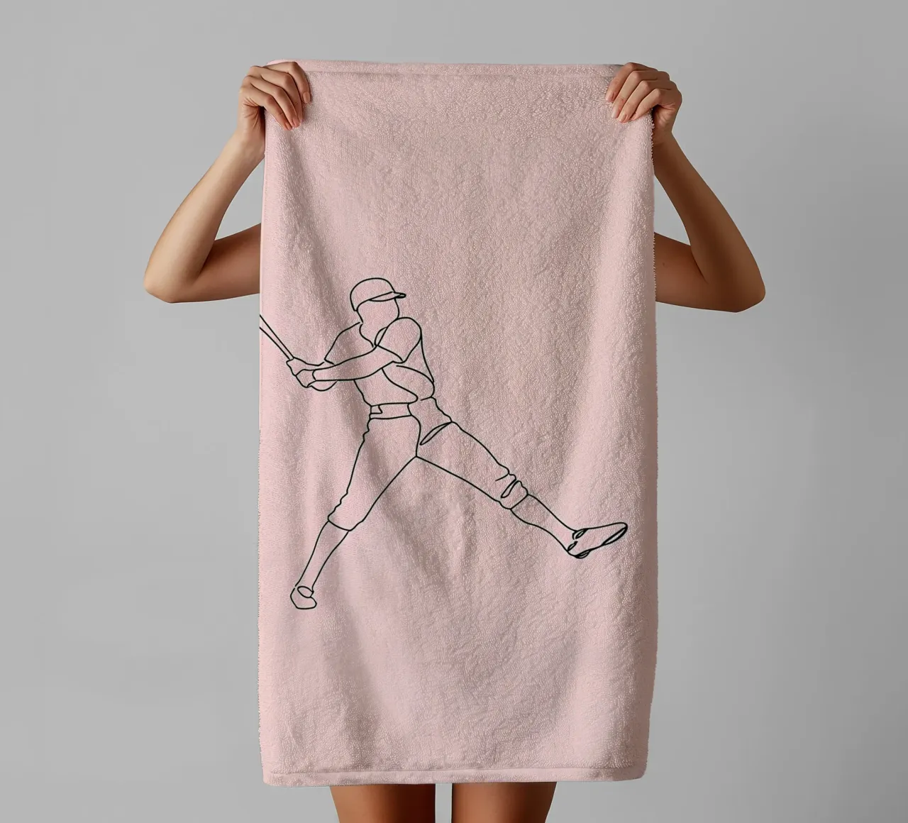 Baseball Player Minimalist Line Art 3 towel by Viv Line Art