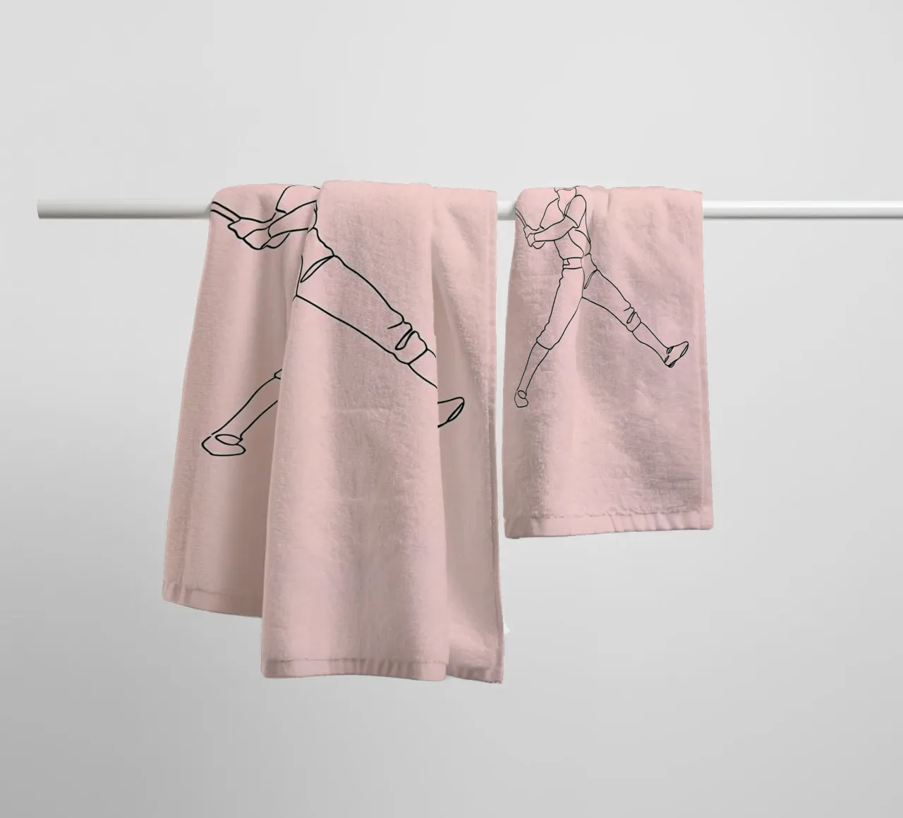Baseball Player Minimalist Line Art 3 towel by Viv Line Art