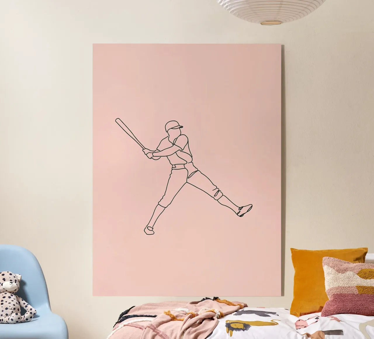 Baseball-Spieler Minimalist Line Art 3 Acryl-Glas von Viv Line Art