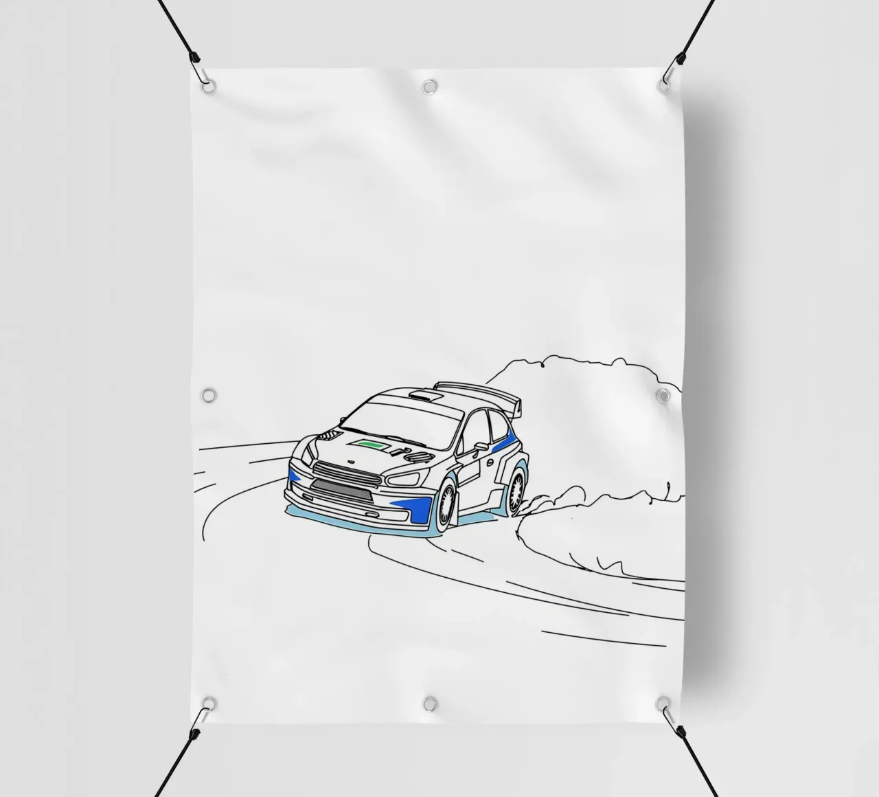 Arte di linea minimalista di auto da corsa telo in pvc da Viv Line Art