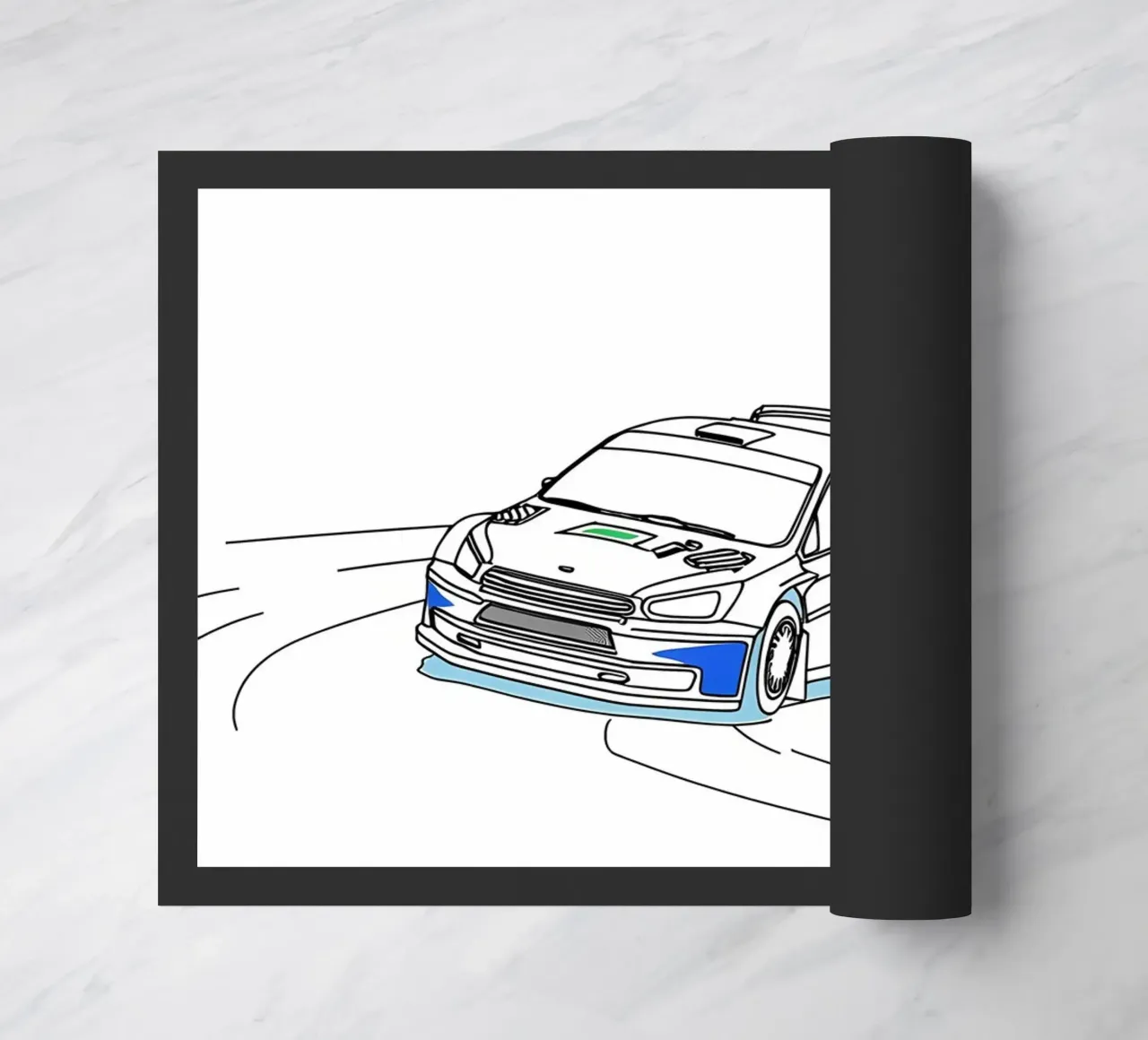 Arte di linea minimalista di auto da corsa zerbino da Viv Line Art