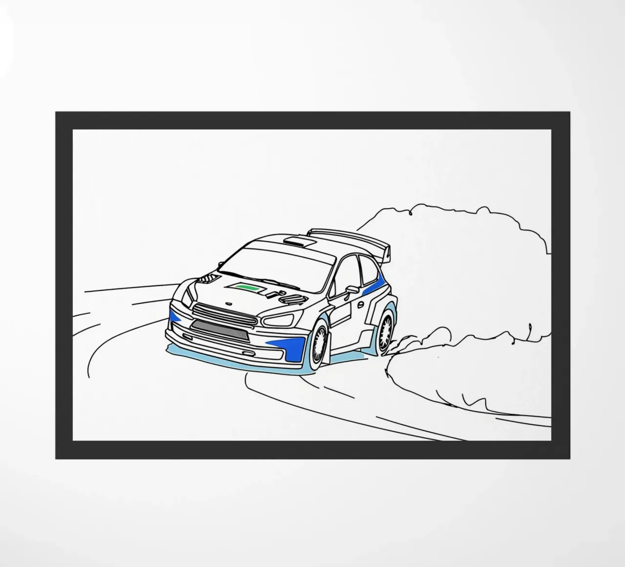 Arte di linea minimalista di auto da corsa zerbino da Viv Line Art