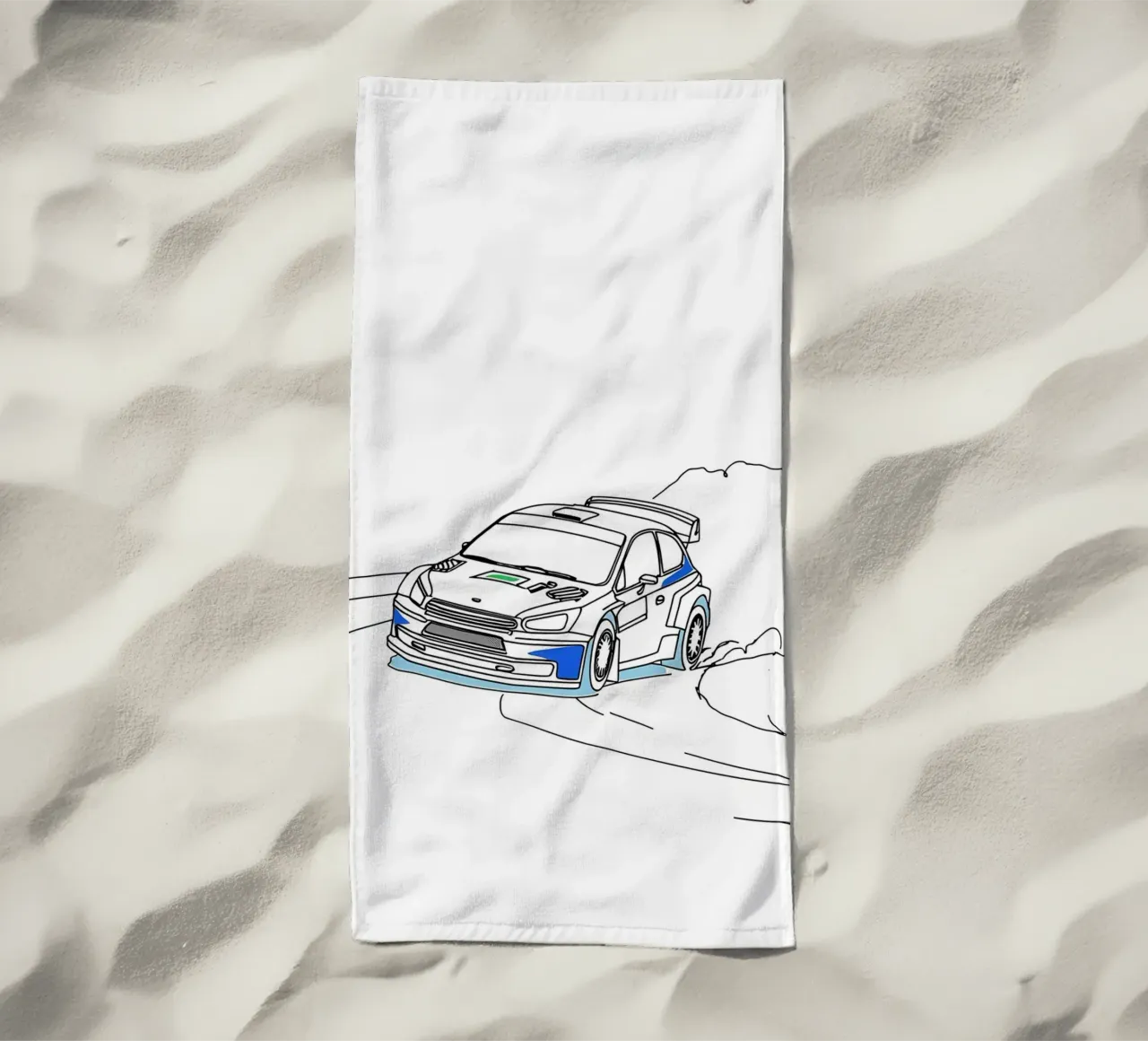 Arte di linea minimalista di auto da corsa telo mare da Viv Line Art