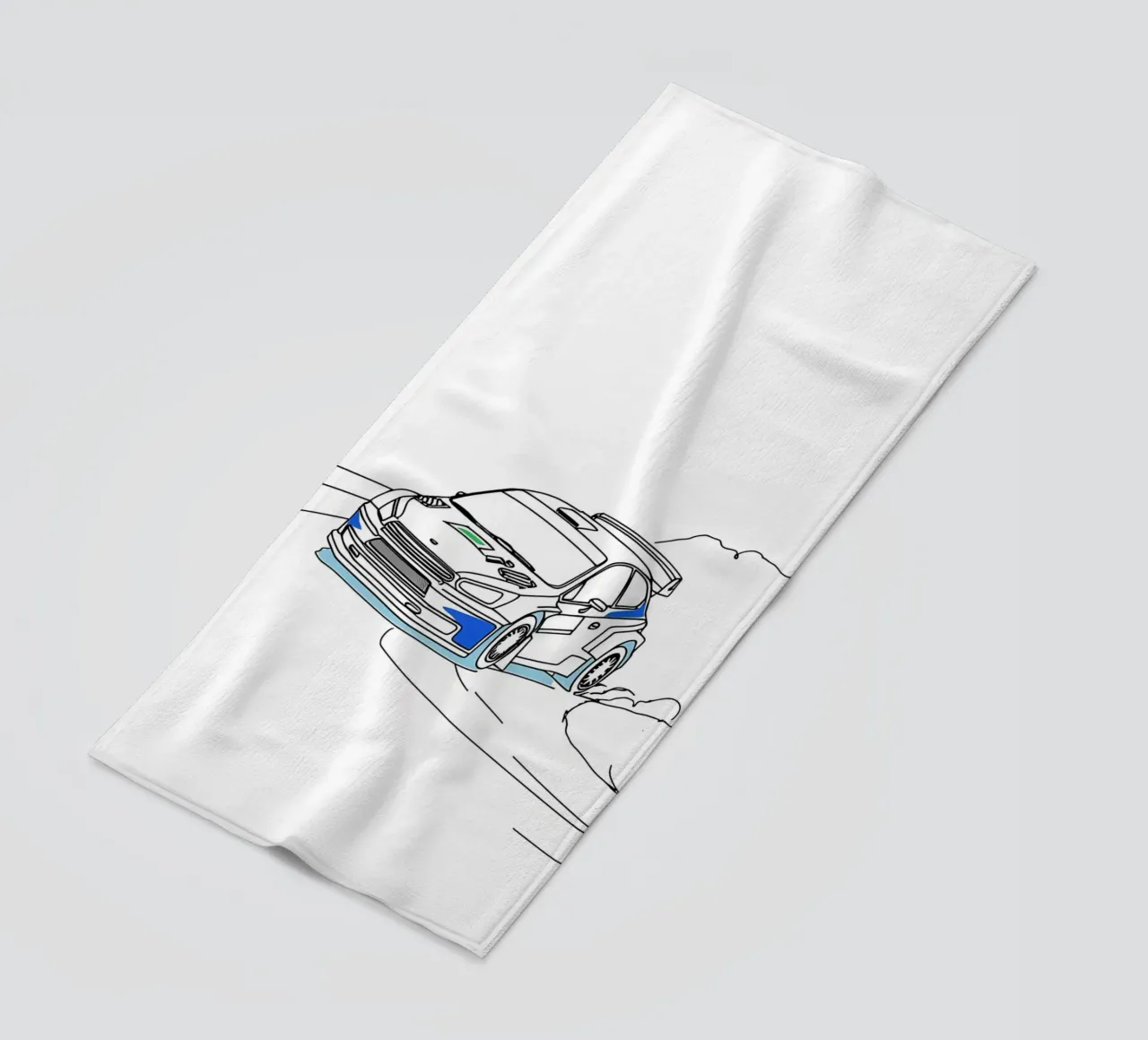 Arte di linea minimalista di auto da corsa telo mare da Viv Line Art