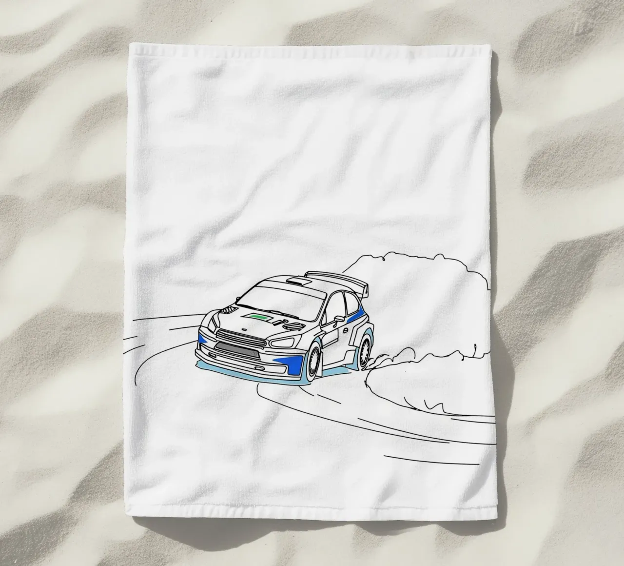 Arte di linea minimalista di auto da corsa telo mare da Viv Line Art