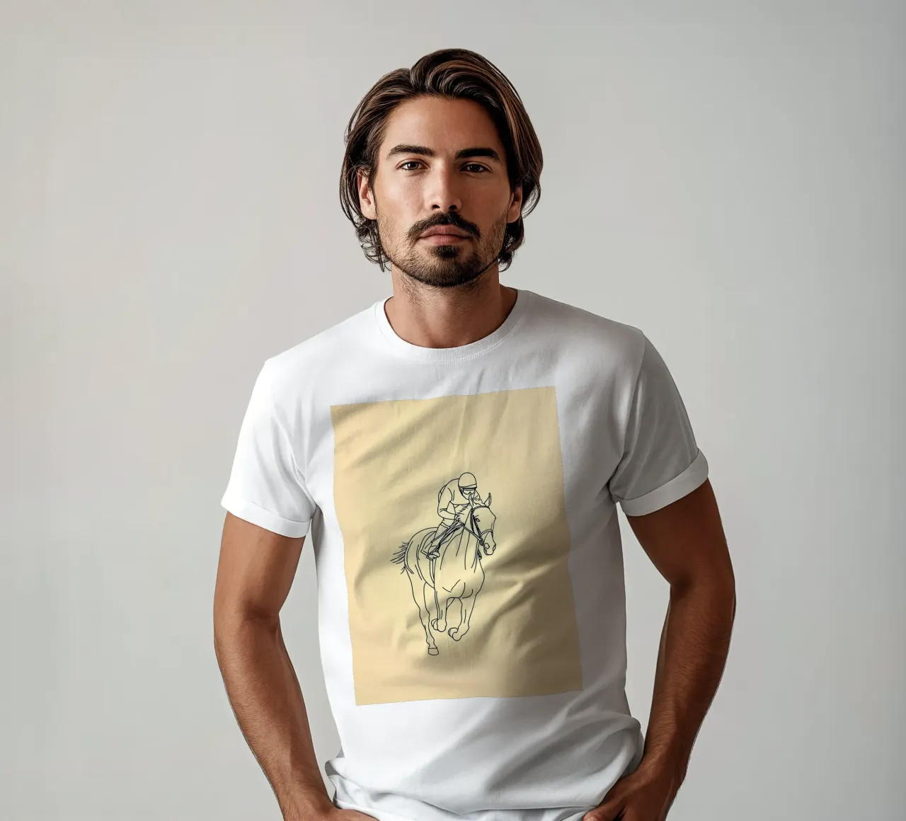 Cavaliere di cavallo Line Art minimalista t-shirt da Viv Line Art