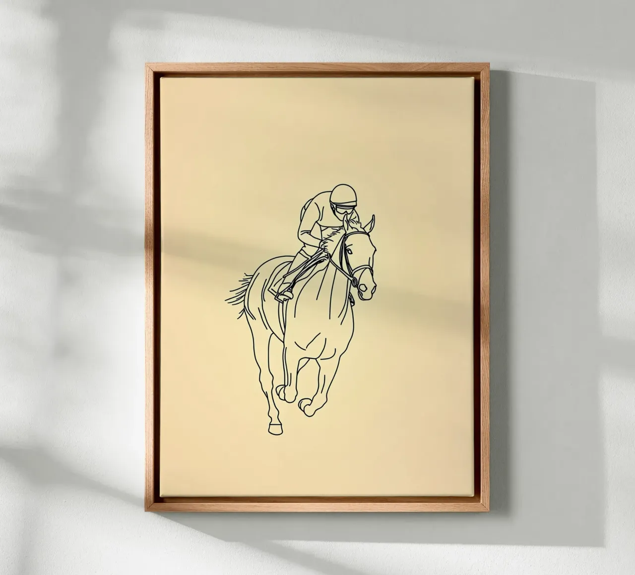 Cavaliere di cavallo Line Art minimalista tela con Cornice a cassetta da Viv Line Art
