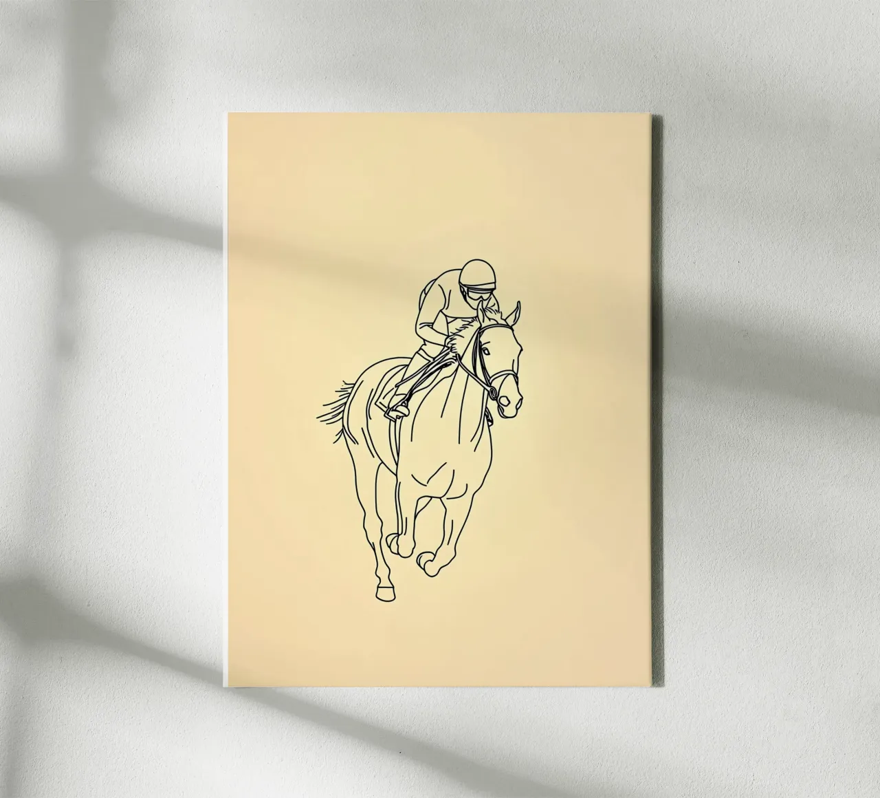 Cavaliere di cavallo Line Art minimalista tela con Cornice a cassetta da Viv Line Art