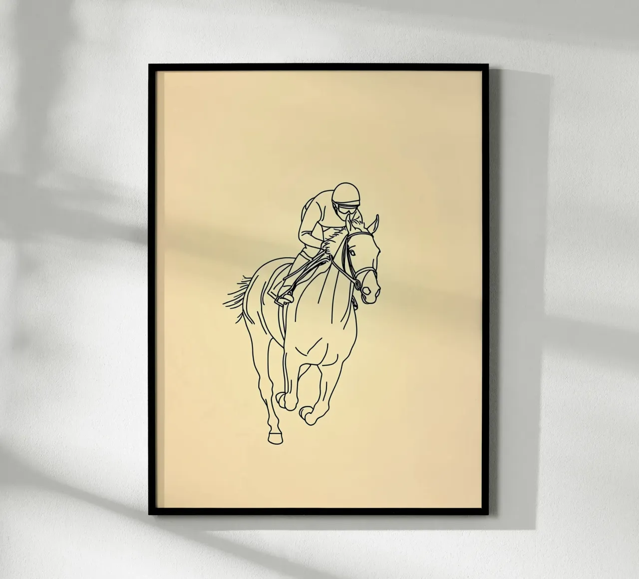 Cavaliere di cavallo Line Art minimalista poster con telaio in alluminio da Viv Line Art
