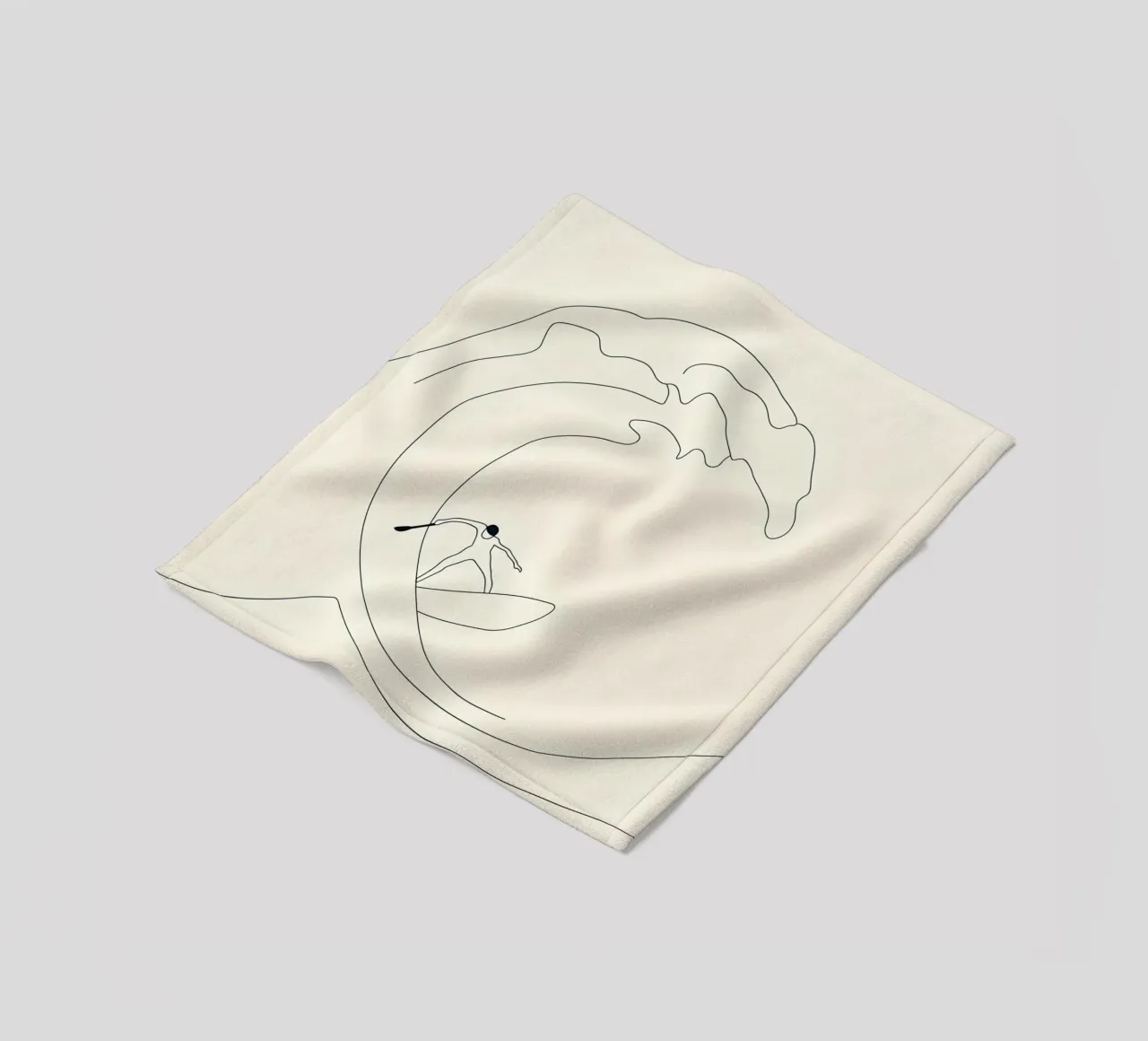 Wave Surfer Minimalist Line Art Fleecedecke von Viv Line Art