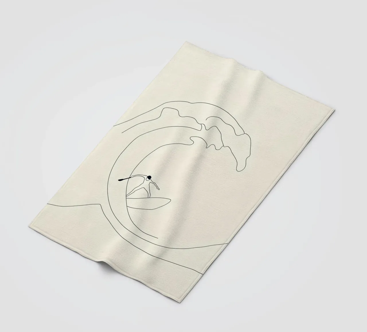 Wave Surfer Minimalist Line Art Fleecedecke von Viv Line Art