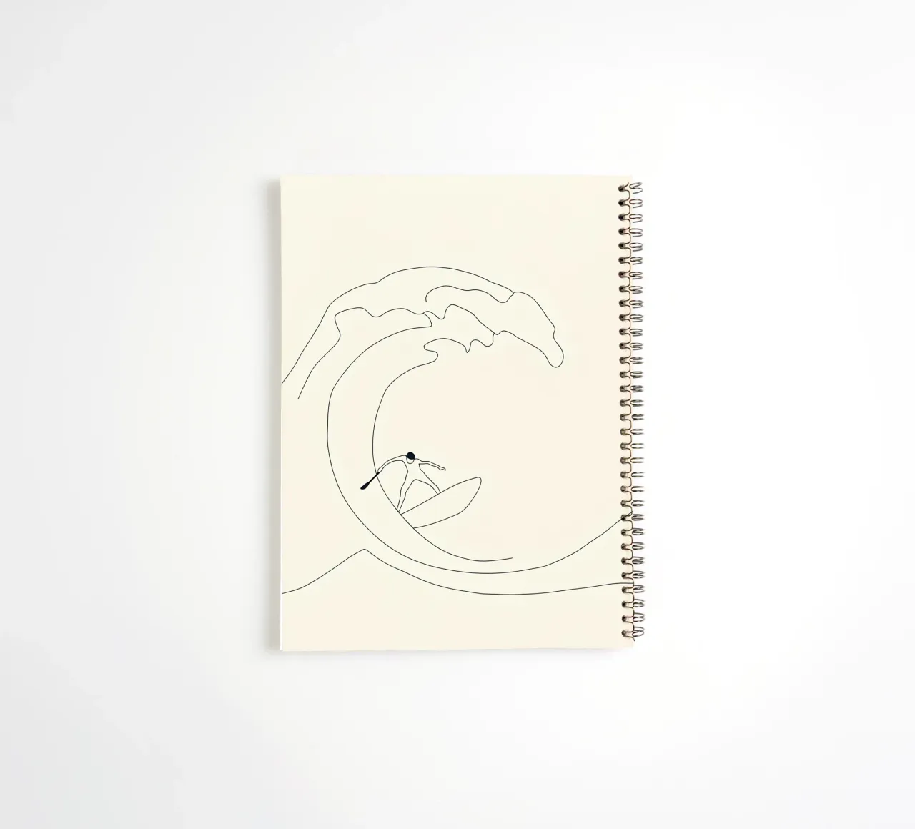 Wave Surfer Minimalist Line Art spiral notebook by Viv Line Art