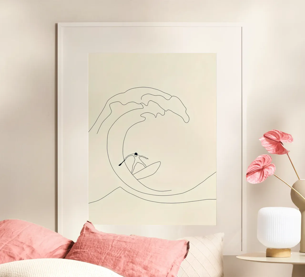 Wave Surfer Minimalist Line Art hahnemühle de Viv Line Art