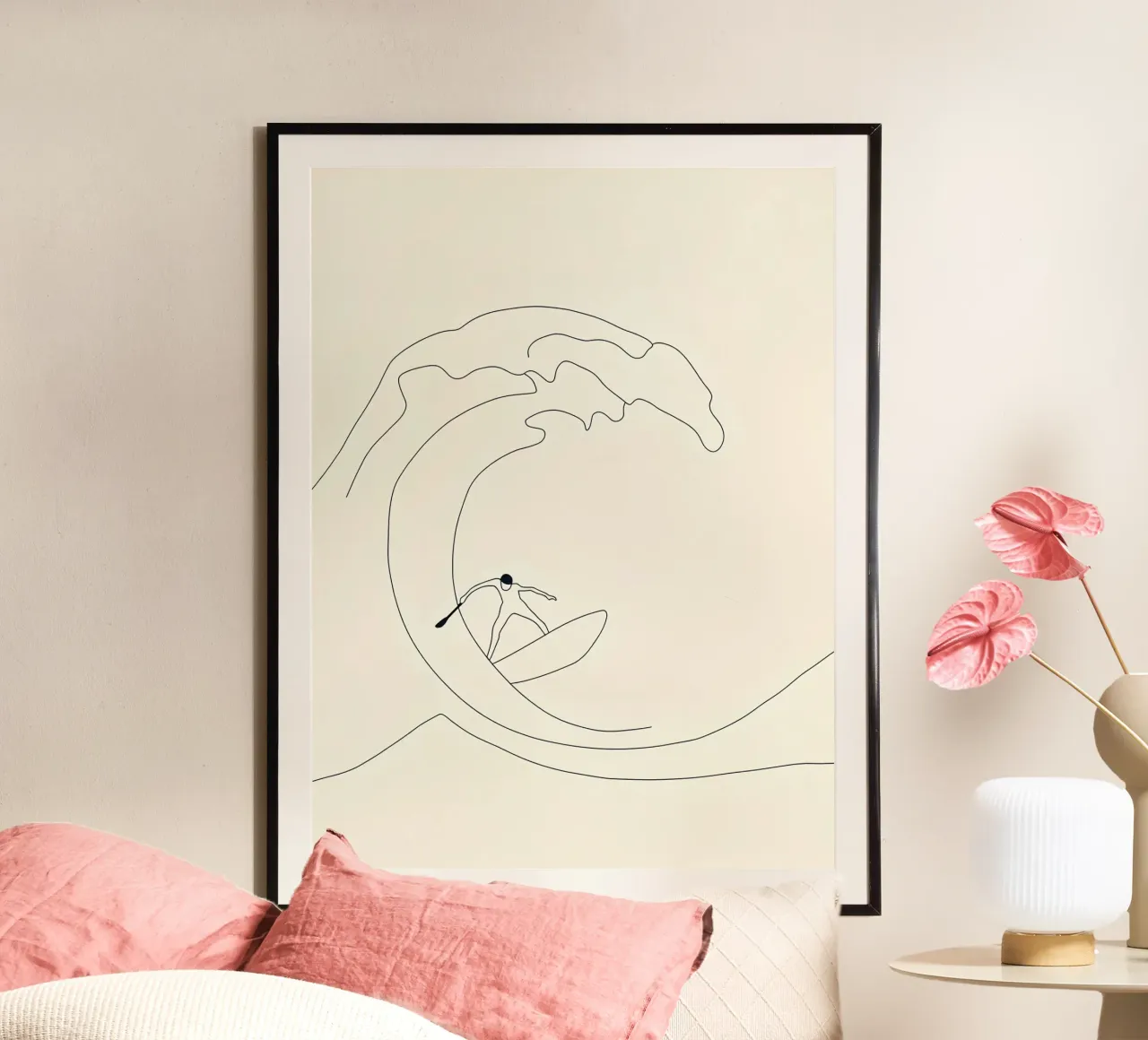 Wave Surfer Minimalist Line Art hahnemühle de Viv Line Art