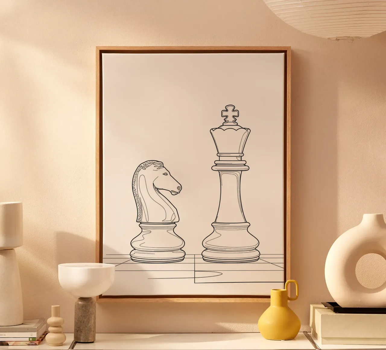 Chess - Minimalist Line Art canvas by Viv Line Art