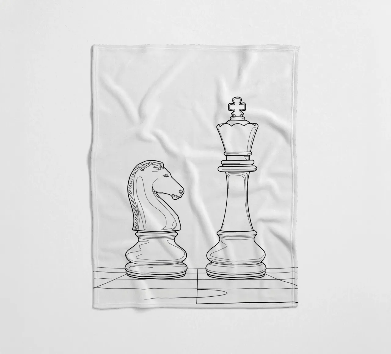 Scacchi - Line art minimalista coperta in pile da Viv Line Art