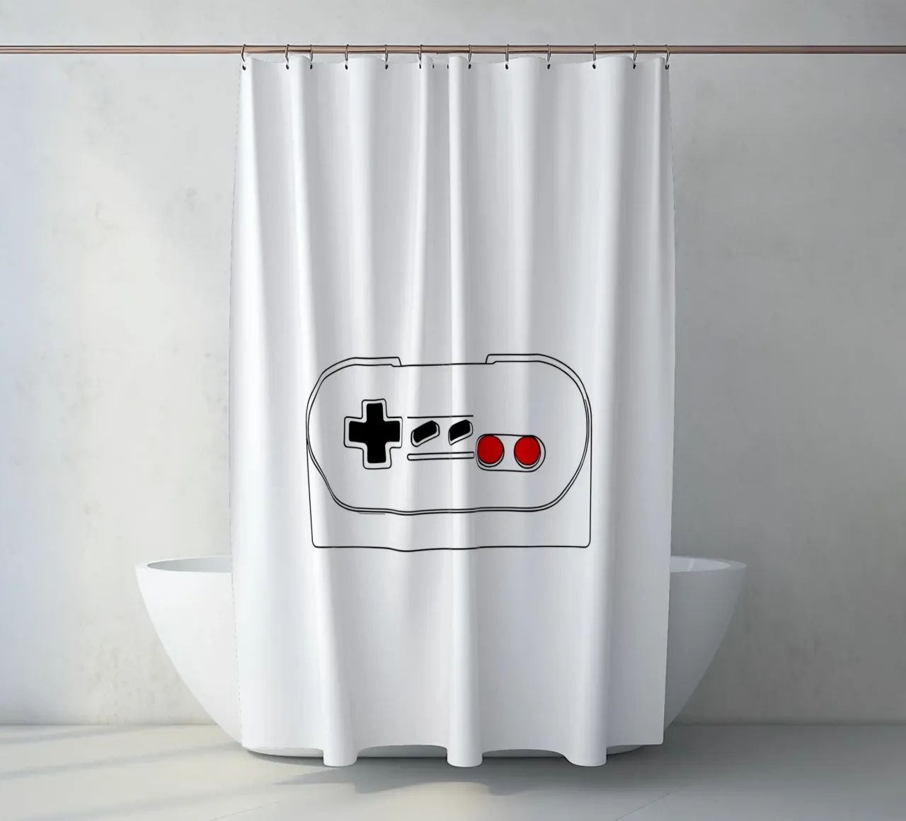 Gaming - Minimalist Line Art shower curtain by Viv Line Art
