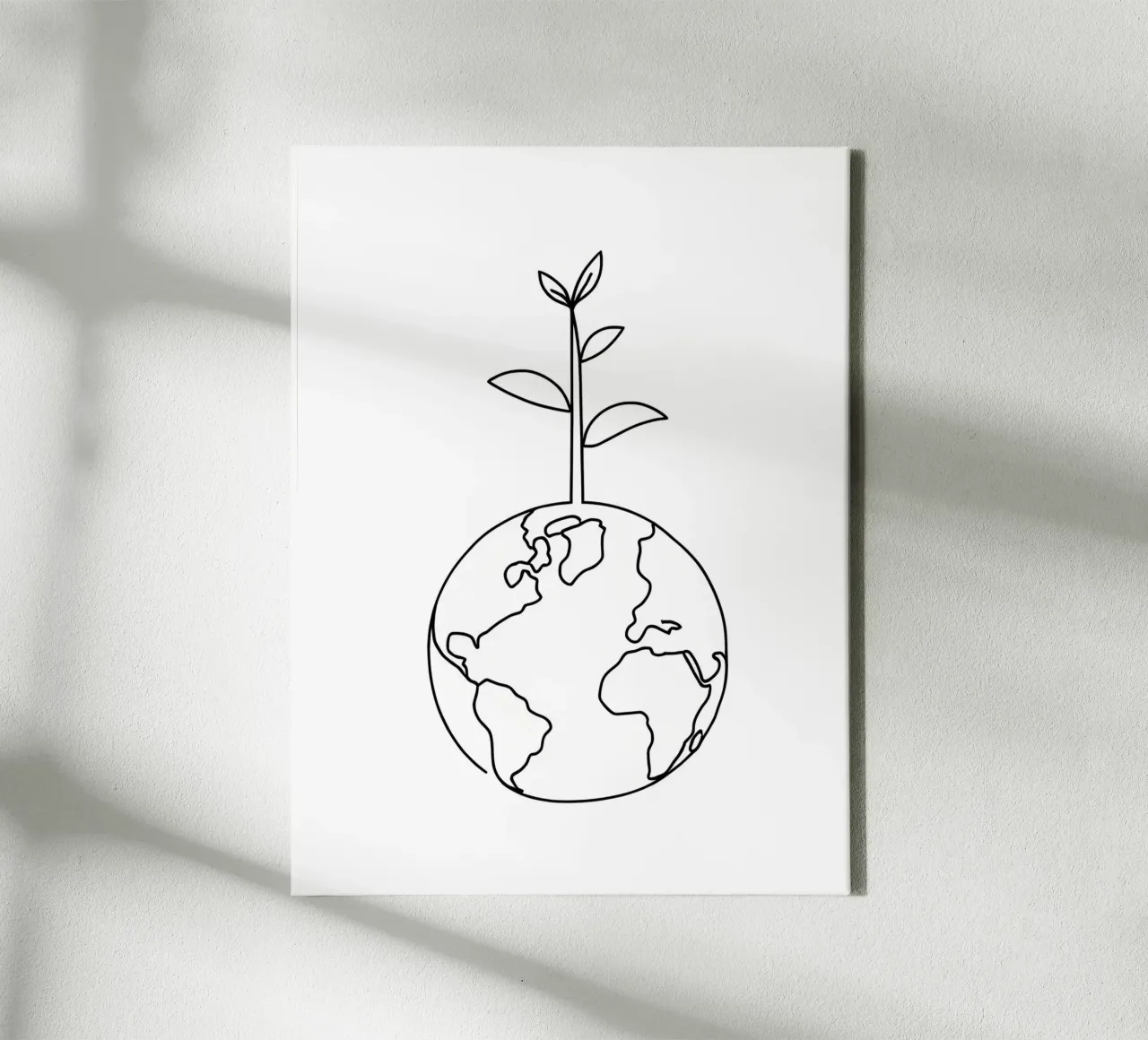 Groene aarde - Minimalistische lijntekening canvas met Baklijst van Viv Line Art