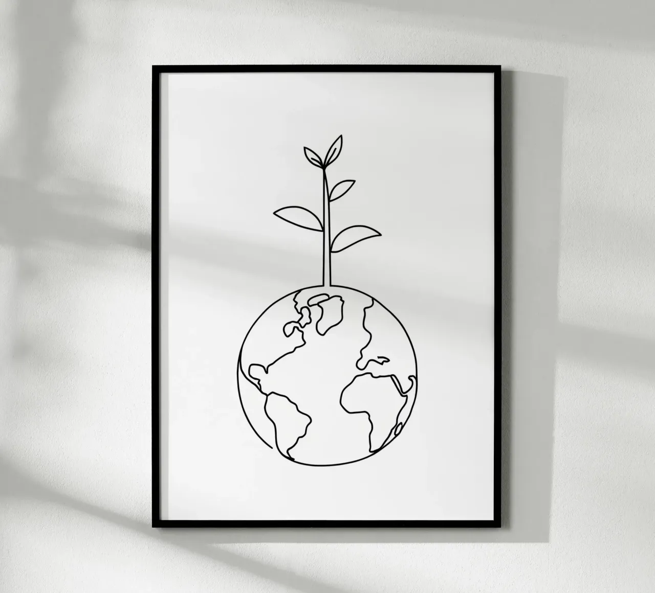 Terra verde - Line art minimalista poster con telaio in legno da Viv Line Art