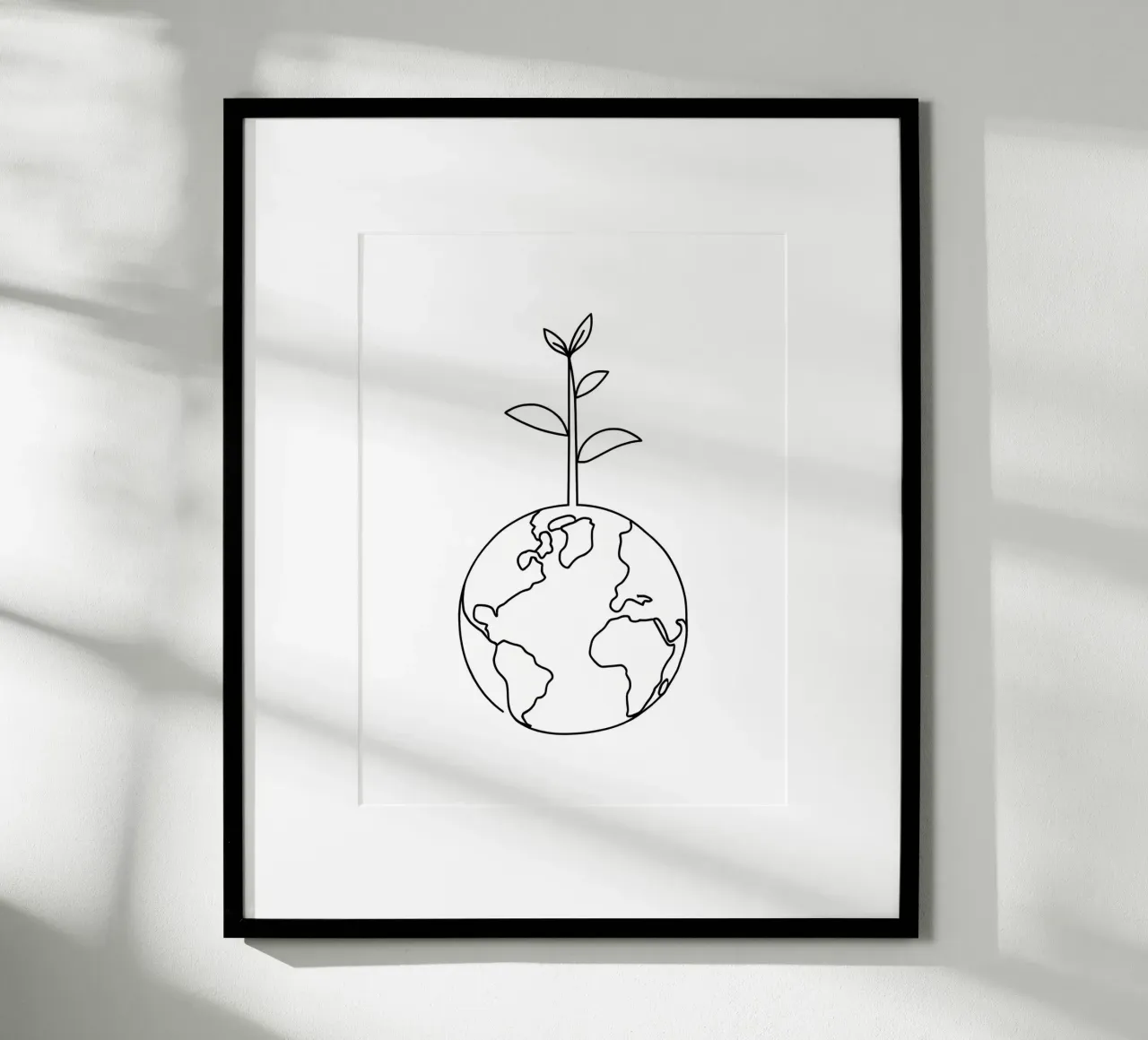 Terra verde - Line art minimalista poster con telaio in legno da Viv Line Art