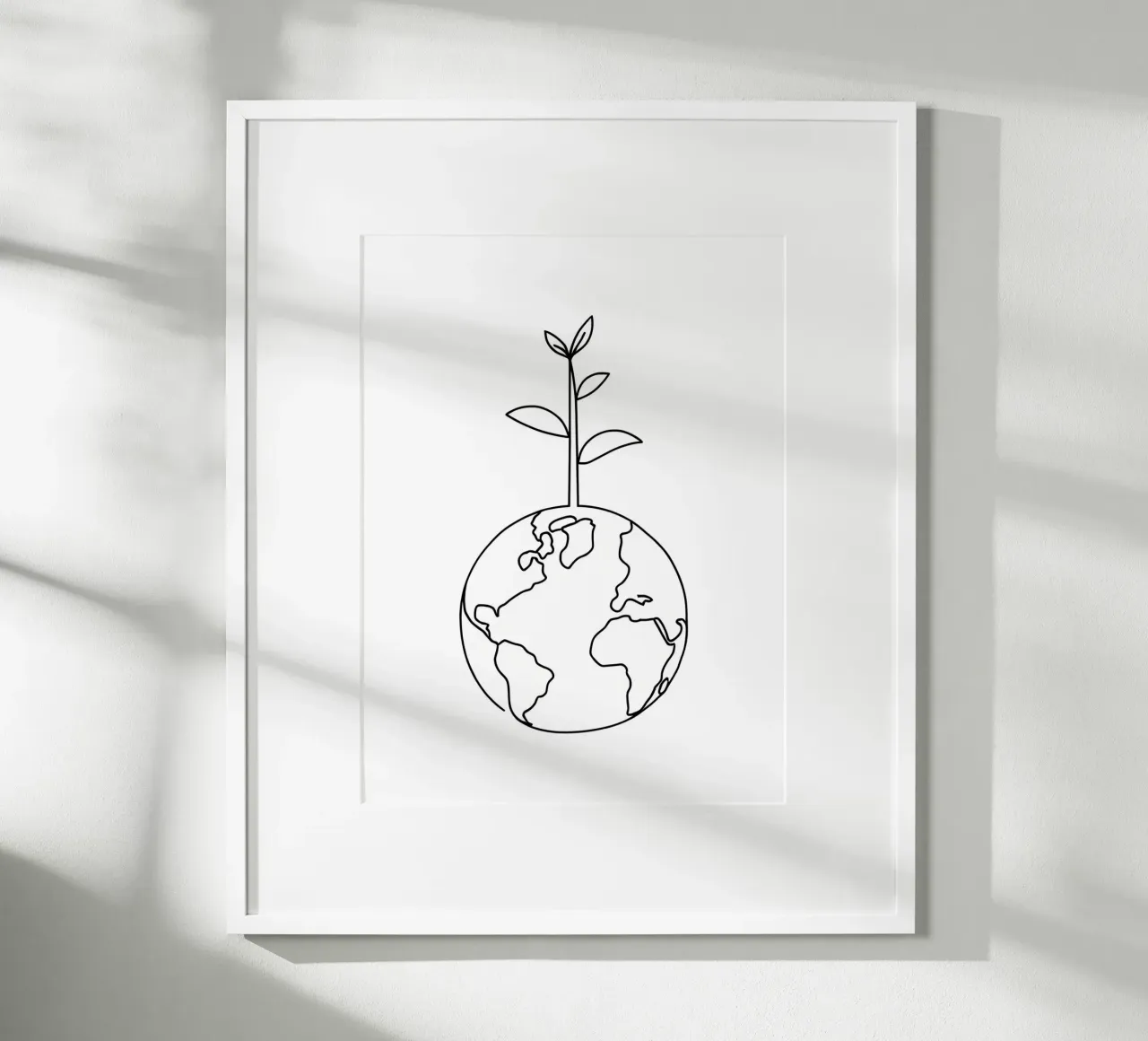Terra verde - Line art minimalista poster con telaio in legno da Viv Line Art