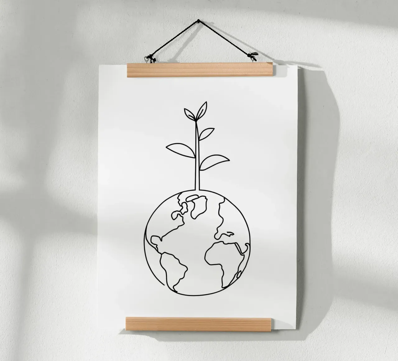 Terra verde - Line art minimalista poster con telaio in legno da Viv Line Art